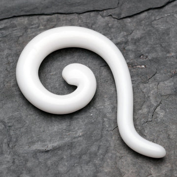 Detail View 1 of A Pair of Claw Hook Acrylic Ear Gauge Taper Hanger-White